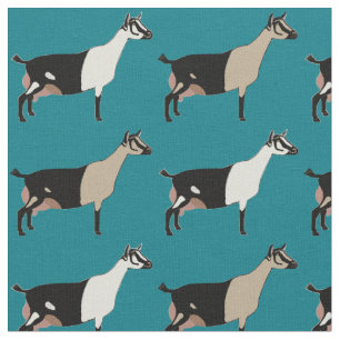 Tecido Leite Alpino Goats em Teal