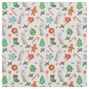 Tecido Leite de Natal e Biscoitos