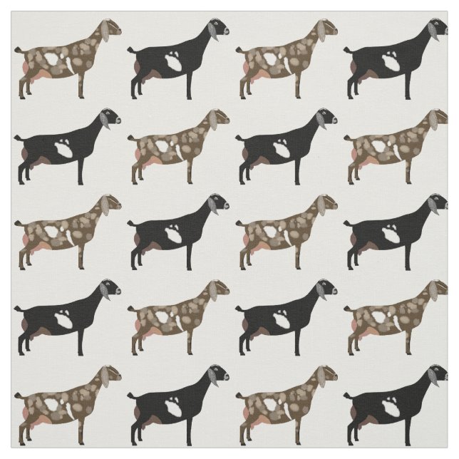 Tecido Leite Nubiano Goats em Branco (Modelo)