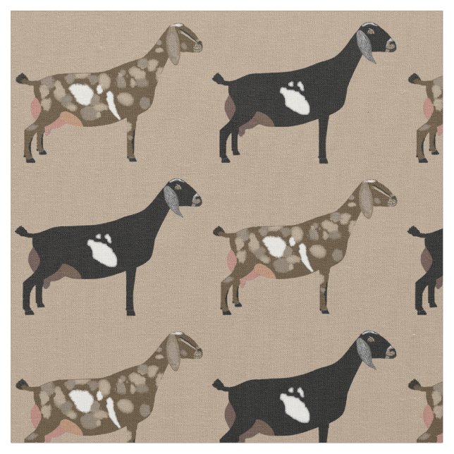 Tecido Leite Nubiano Goats on Tan (Detalhe)