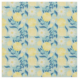 Tecido Lemon Citrus Mint Floral