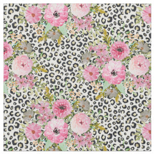 Tecido Leopardo elegante e design floral