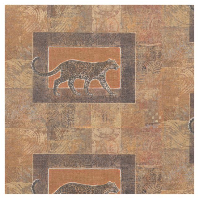 Tecido Leopardo no fundo laranja e castanho (Detalhe)