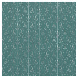Tecido Leque de Diamante Prateado Art Deco Teal