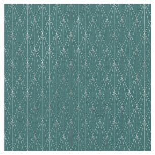 Tecido Leque de Diamante Prateado Art Deco Teal