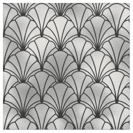 Tecido Leque em Concha Preto Prata Art Déco