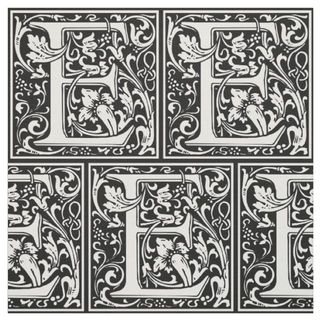 Tecido Letra E Monograma Medieval Art Nouveau (Modelo)