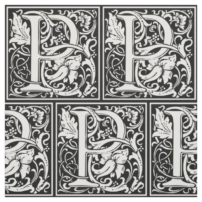 Tecido Letra P Monograma Medieval Art Nouveau (Modelo)