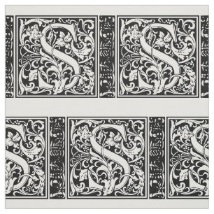 Tecido Letra S Monograma Medieval Art Nouveau