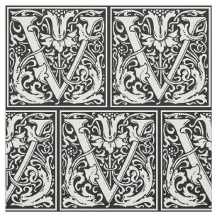 Tecido Letra V Monograma Medieval Art Nouveau