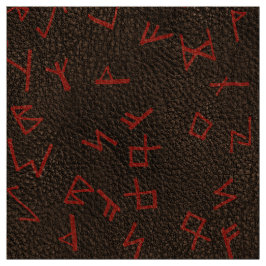 Tecido Letras Runic Vermelhas sobre Couro Escuro (simulad