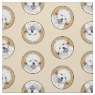 Tecido Lhasa Apso Puppy Painting Bela Arte Original De Cã