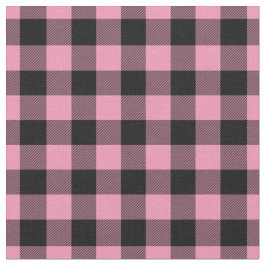 Tecido Light Pink & Black Gingham Plaid