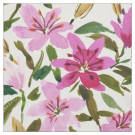 Tecido LILY PROLIFERATION - Cor Floral Rosa