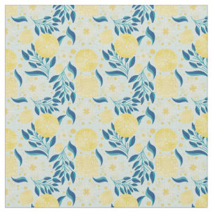 Tecido Limão Citrus Pastel Blue Floral