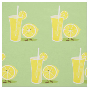 Tecido Limão de sorriso e um vidro da limonada