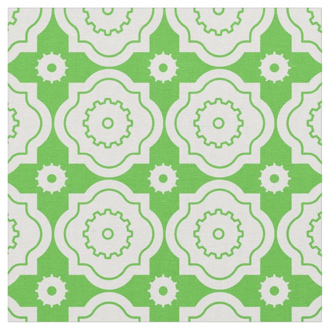 Tecido Lime Moroccan Lattice - Padrão de Engrenagens Quat (Detalhe)