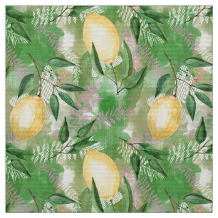 Tecido Limões de aquarelas frutas citrinos natureza fres