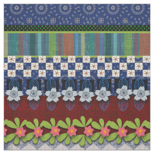 Tecido Linda Borda do Boho   Whimsical Floral Design
