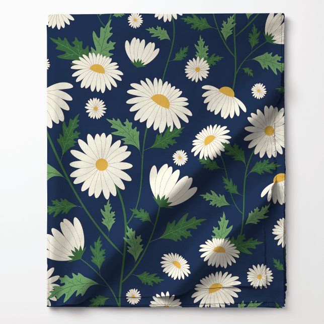 Tecido Linda Flor de Daisy Azul Marinho e Branco (Criador carregado)