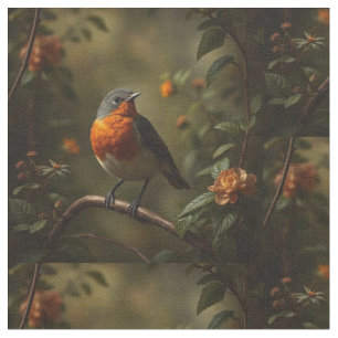 Tecido Linda Robin Inglês em um Jardim