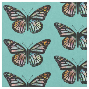 Tecido Lindas Borboletas Padrão Monarca Aquarela