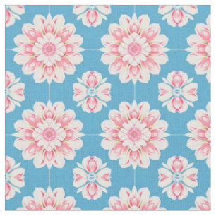 Tecido Lindo Mandala Floral Rosa e Branco