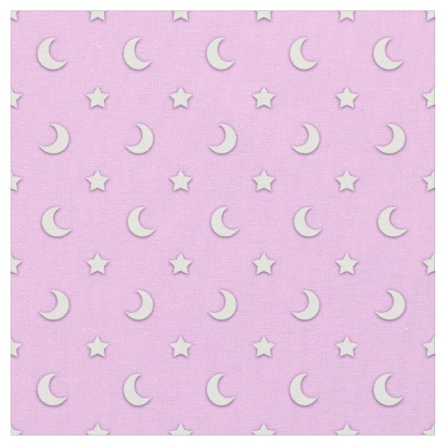 Tecido Lindos Lavandas Rosa e Branco Estrelas e Luas (Detalhe)