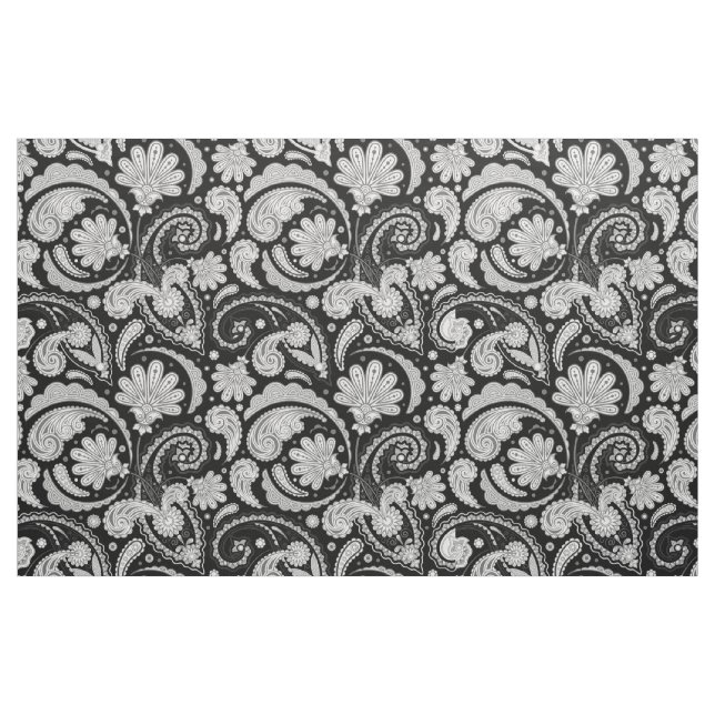 Tecido Lindos padrões de paisley preto e branco vintage (Fat Quarter)