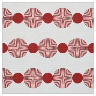 Tecido Linha do Círculo Geométrico Vermelho e Branco
