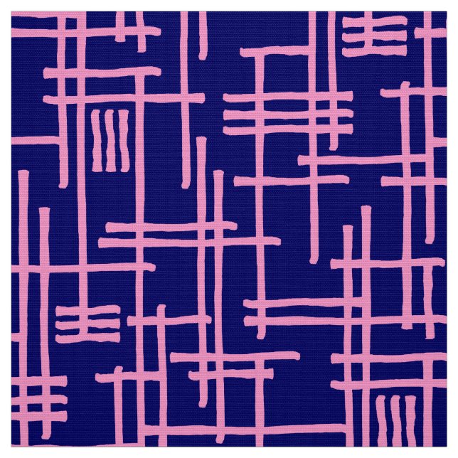 Tecido Linhas Abstratas 120923 - Rosa sobre Azul Escuro (Modelo)
