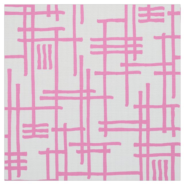 Tecido Linhas Abstratas 120923 - Rosa sobre Branco (Modelo)