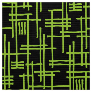 Tecido Linhas Abstratas 120923 - Verde Marciano em Preto