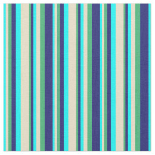 Tecido Linhas Azuis Ciano, Tan, Verde-Mar e Azul-Meia-Noi