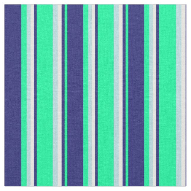 Tecido Linhas Azuis Verde, Azul-Meia-Noite, Branco e Azul (Detalhe)