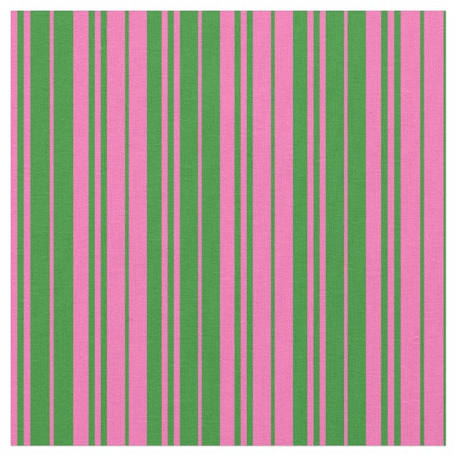Tecido Linhas Cor-de-Rosa Quente e Floresta Verde (Detalhe)