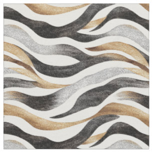 Tecido Linhas de Abstrato preto/Dourado/branco
