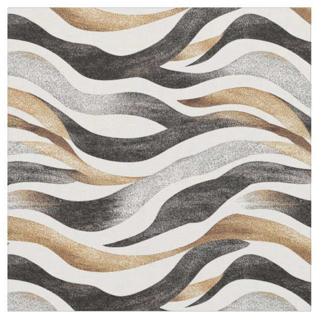 Tecido Linhas de Abstrato preto/Dourado/branco (Detalhe)