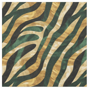 Tecido Linhas de Abstrato verdes e Douradas