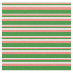 Tecido Linhas de bege, salmão e verde de floresta colori