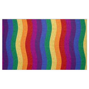 Tecido Linhas onduladas coloridas do arco-íris