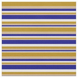 Tecido Linhas Ouro, Azul, Tan e Escuro