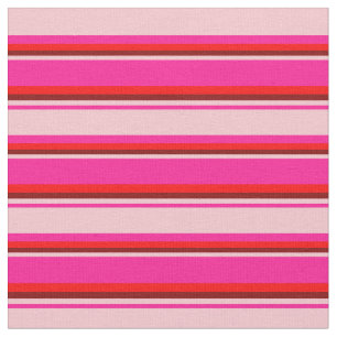 Tecido Linhas Rosa Profundo, Rosa, Marrom e Vermelho Colo