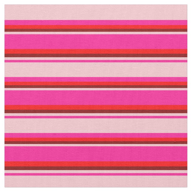 Tecido Linhas Rosa Profundo, Rosa, Marrom e Vermelho Colo (Detalhe)