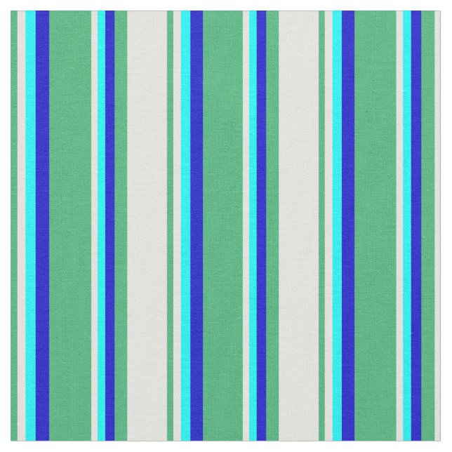 Tecido Linhas verdes, ciano claro, ciano e azul (Detalhe)