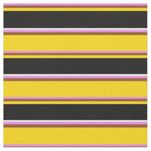 Tecido Linhas Violeta, Marrom, Amarelo, Preto e Creme