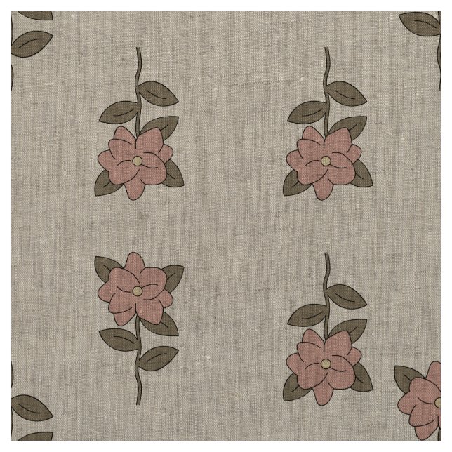 Tecido Linho Natural Botânico Floral Bege Vintage (Modelo)