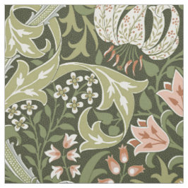 Tecido Lírio Dourado Floresta Verde William Morris