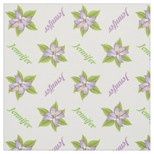 Tecido Lírio roxo da lavanda e floral personalizado nome