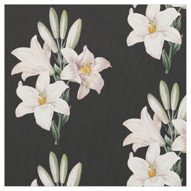 Tecido Lírios brancos do vintage florais (Detalhe)